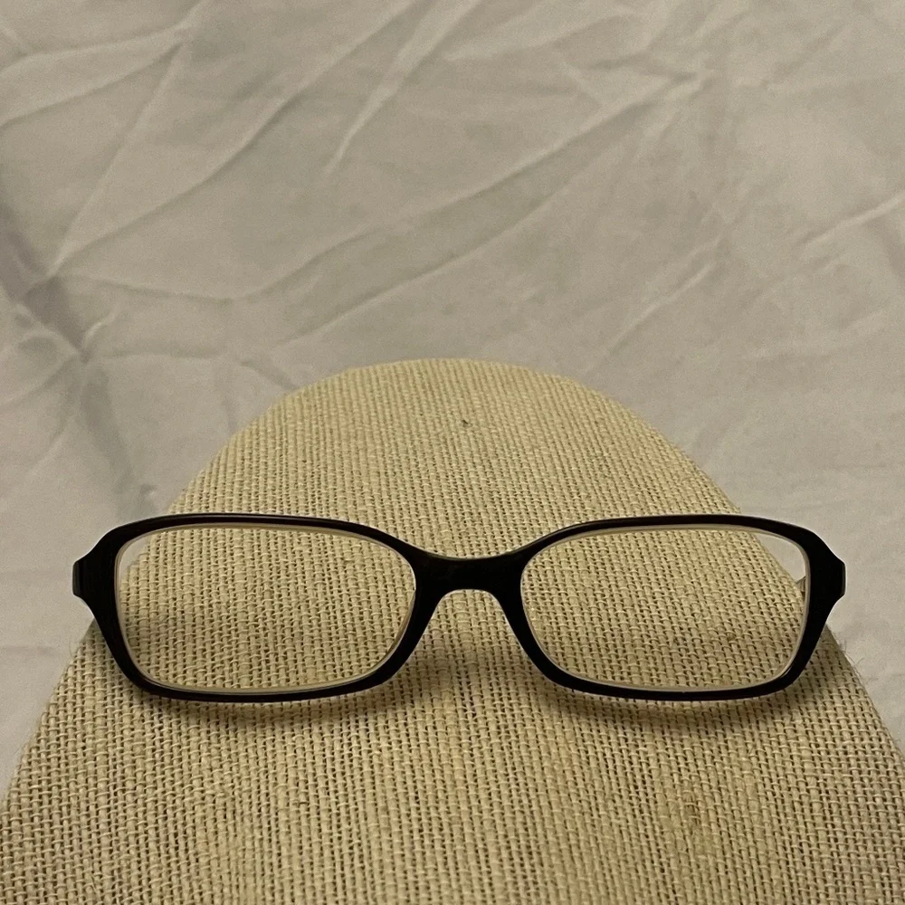 Cole Haan Brown Horn with Basketweave Detail Frame